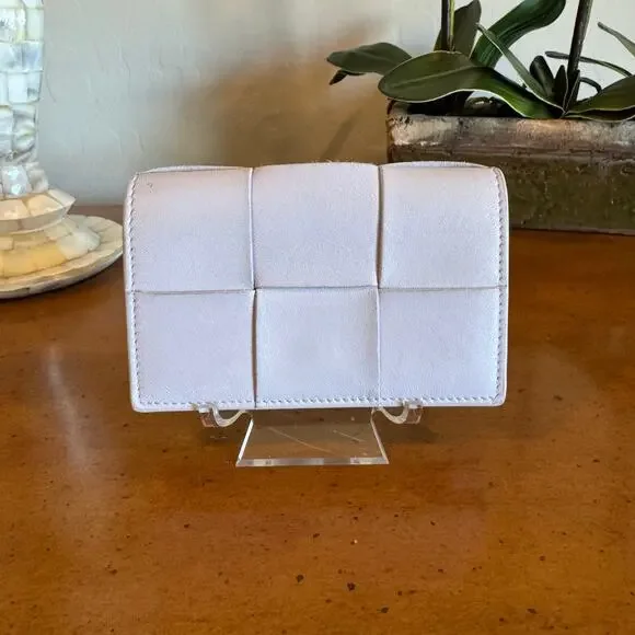 Bottega Veneta Maxi Intrecciato Card Holder Small Wallet Purple Lambskin - Picture 1 of 10